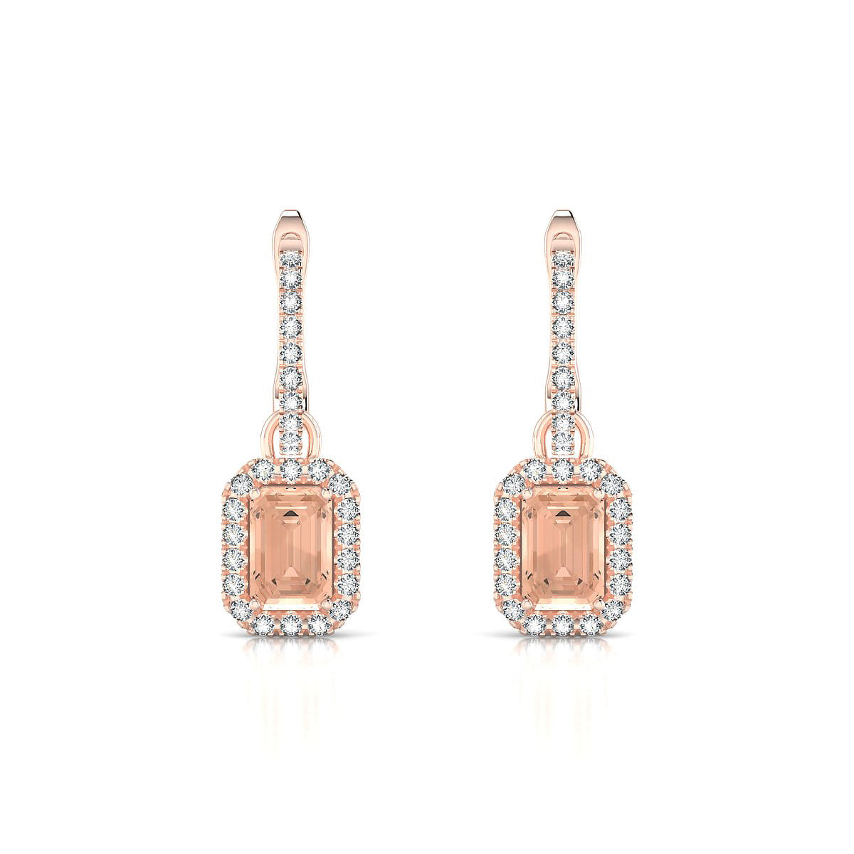 Sunrise | 18k Rose Gold 6 x 4 mm Emerald Morganite Earrings