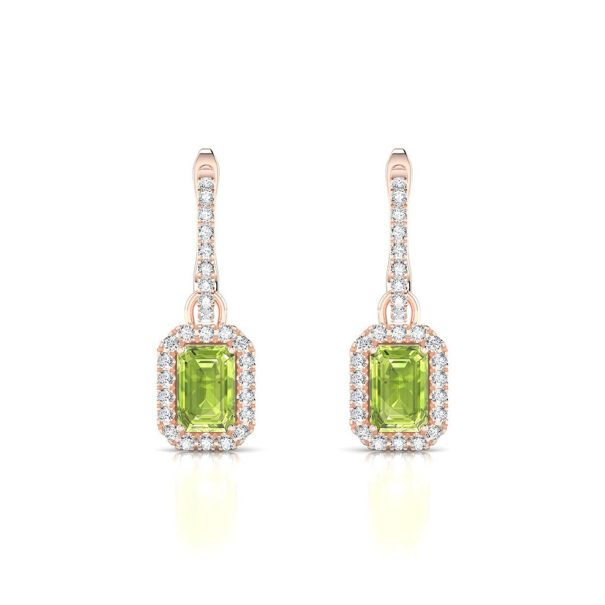 Sunrise | 18k Rose Gold 6 x 4 mm Emerald Peridot Earrings