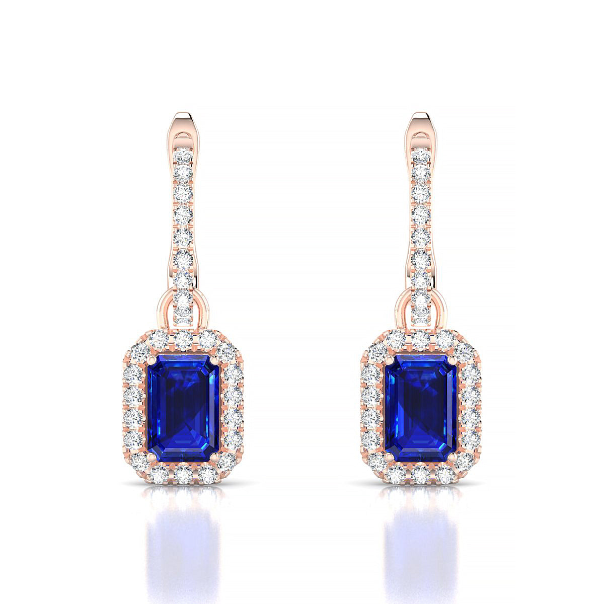 Sunrise | 18k Rose Gold 6 x 4 mm Emerald Sapphire Earrings