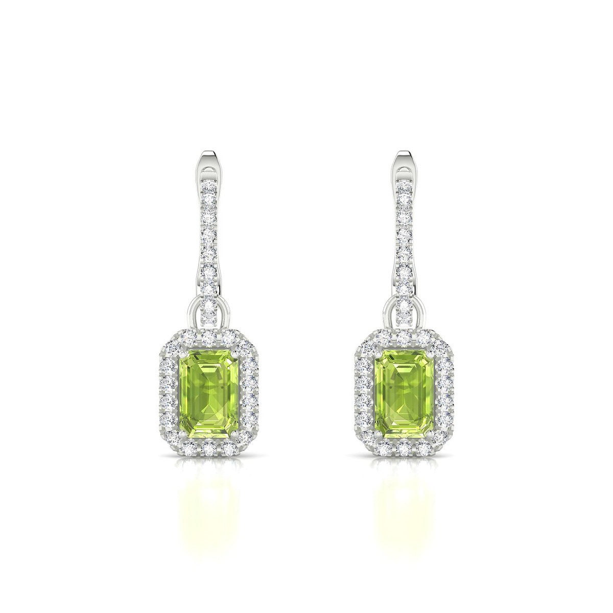 Sunrise | 18k White Gold 6 x 4 mm Emerald Peridot Earrings