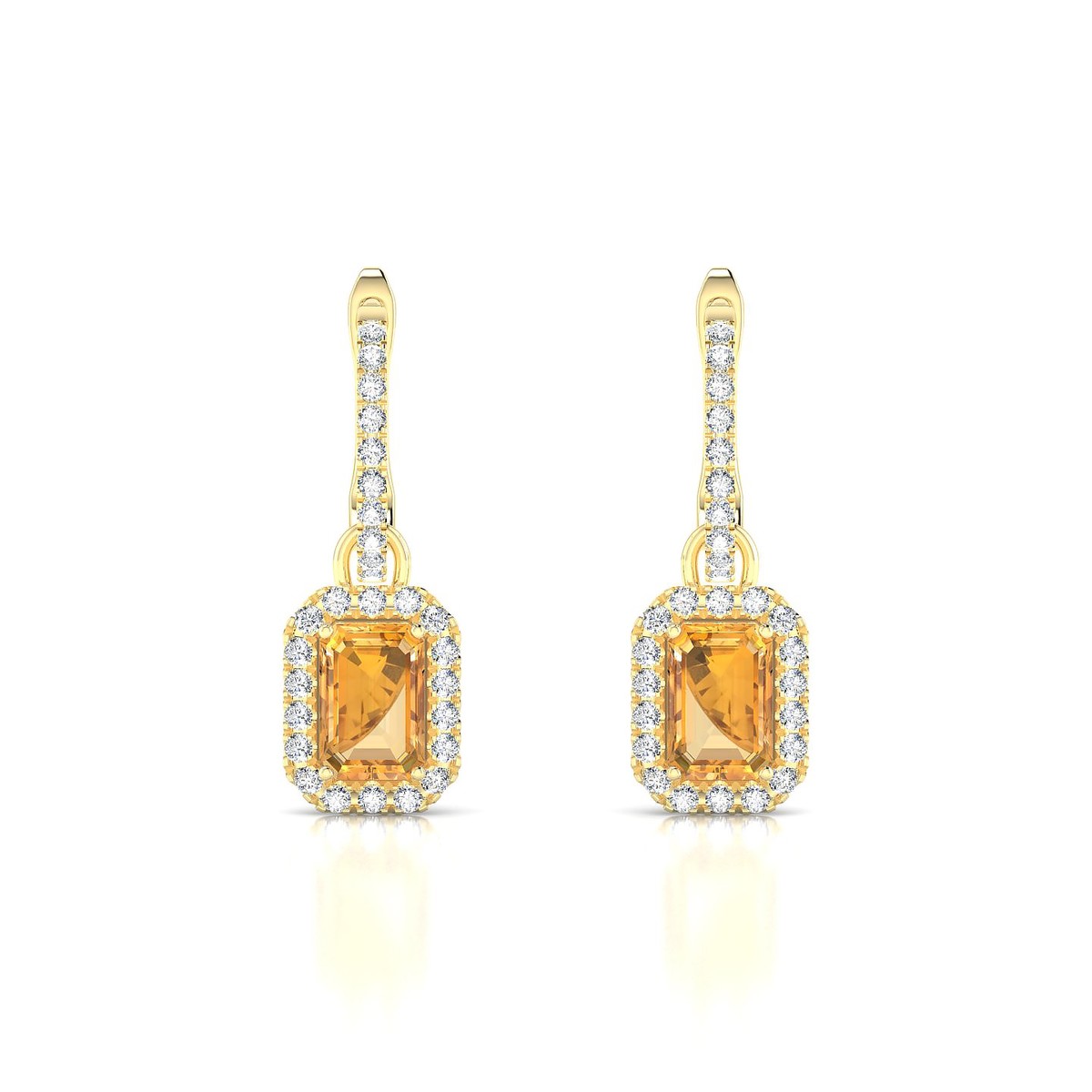 Sunrise | 18k Yellow Gold 6 x 4 mm Emerald Citrine Earrings
