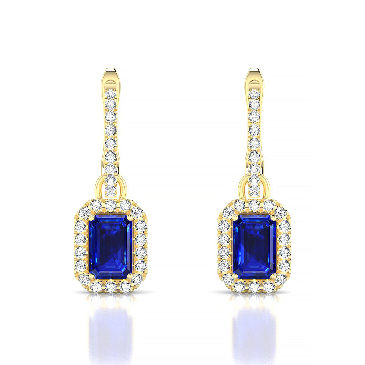 Sunrise | 18k Yellow Gold 6 x 4 mm Emerald Sapphire Earrings