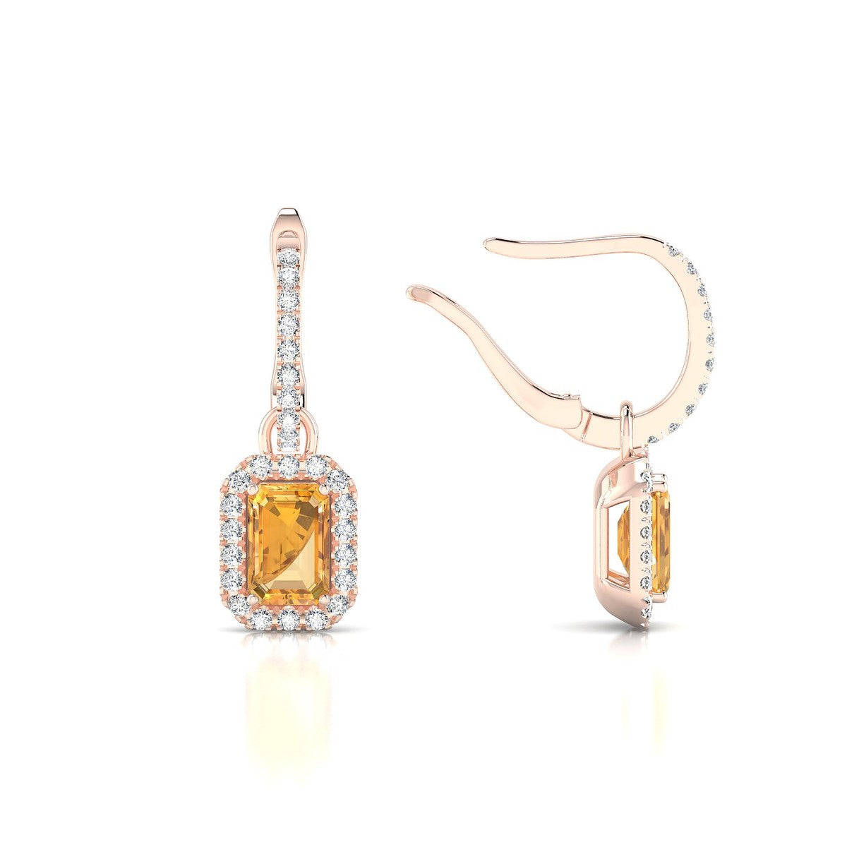 Sunrise | 18k Rose Gold 6 x 4 mm Emerald Citrine Earrings