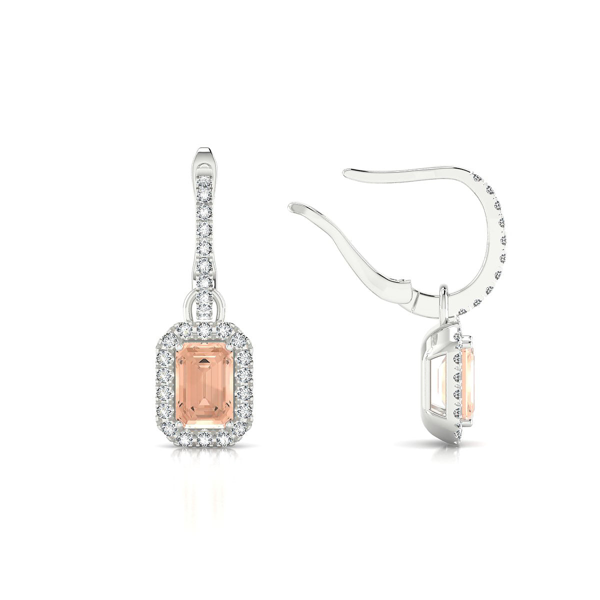 Sunrise | 18k White Gold 6 x 4 mm Emerald Morganite Earrings