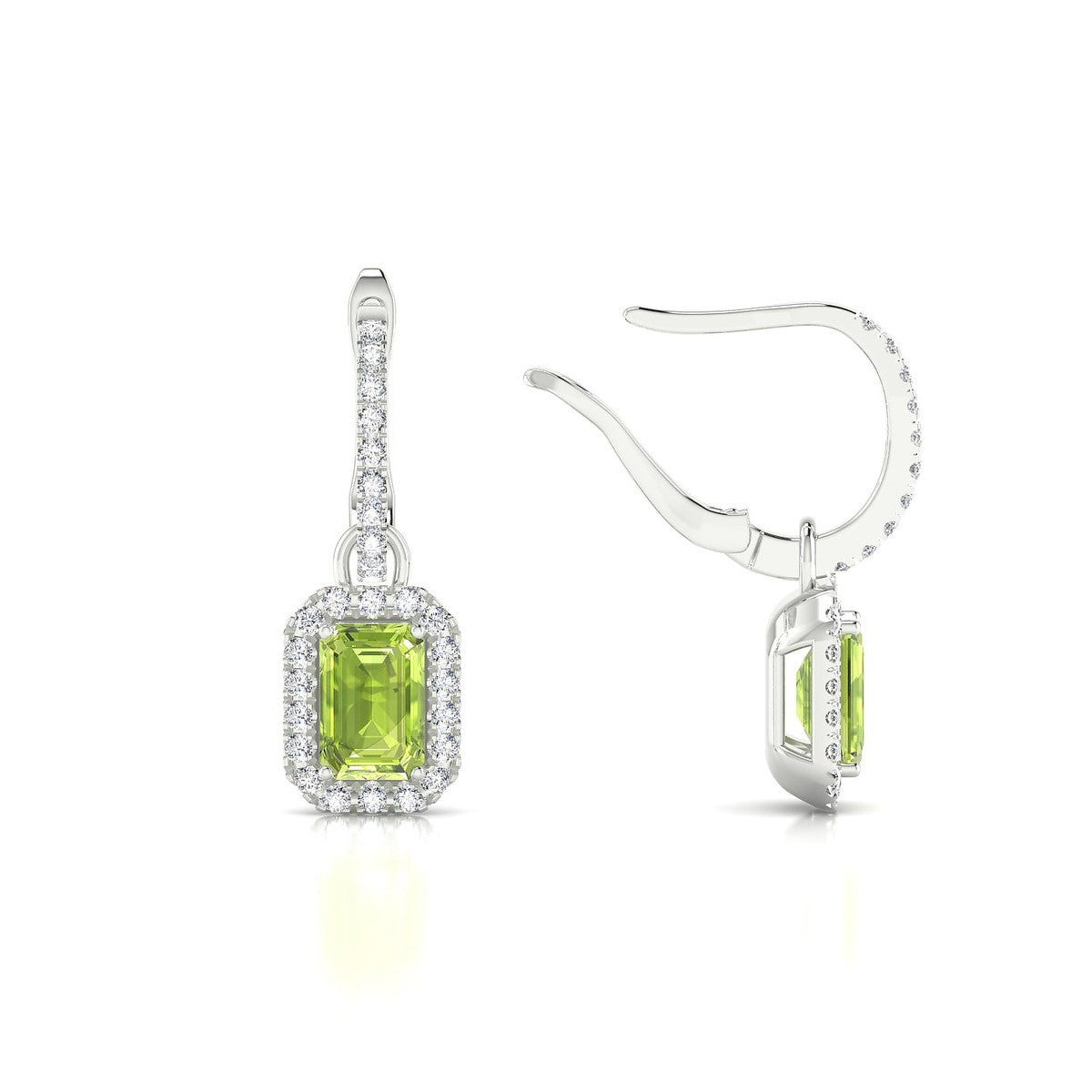 Sunrise | 18k White Gold 6 x 4 mm Emerald Peridot Earrings