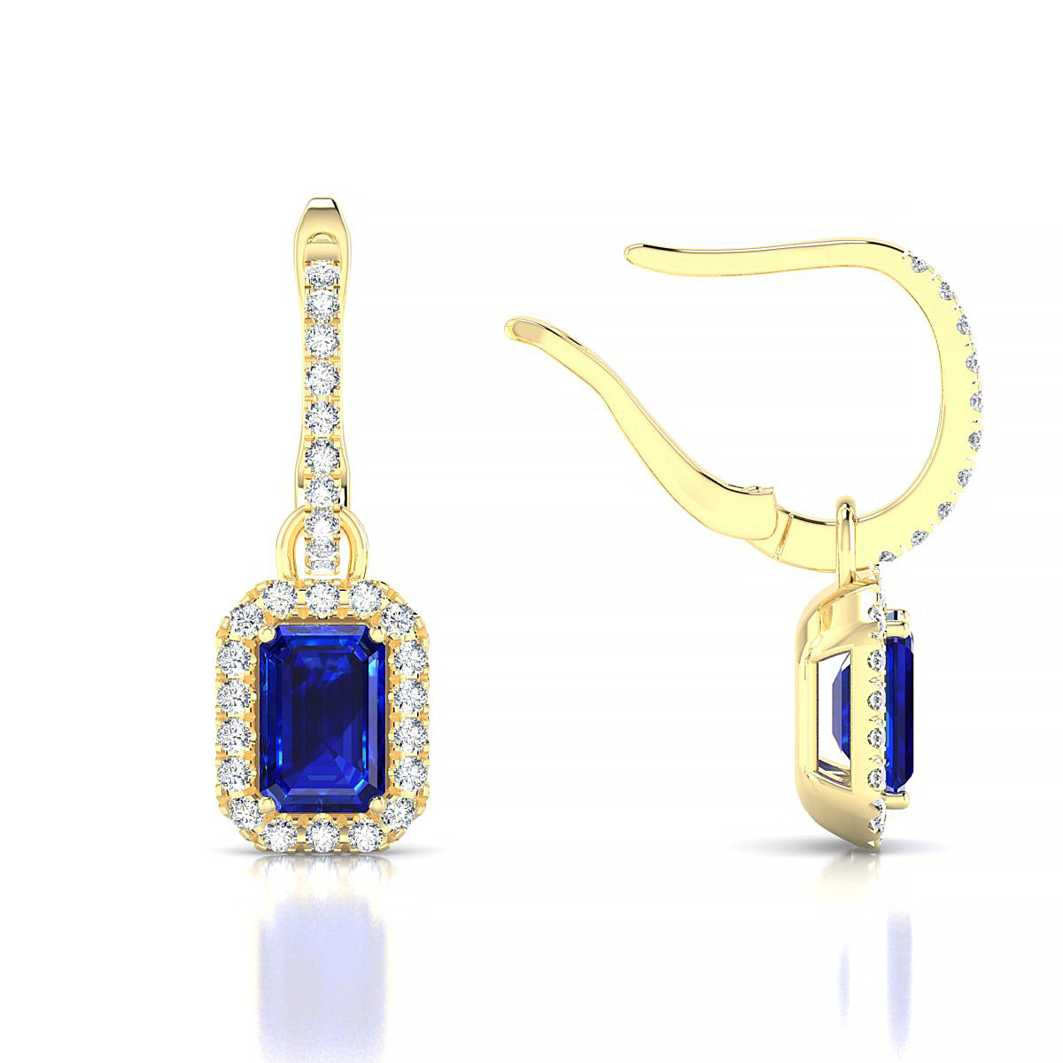 Sunrise | 18k Yellow Gold 6 x 4 mm Emerald Sapphire Earrings