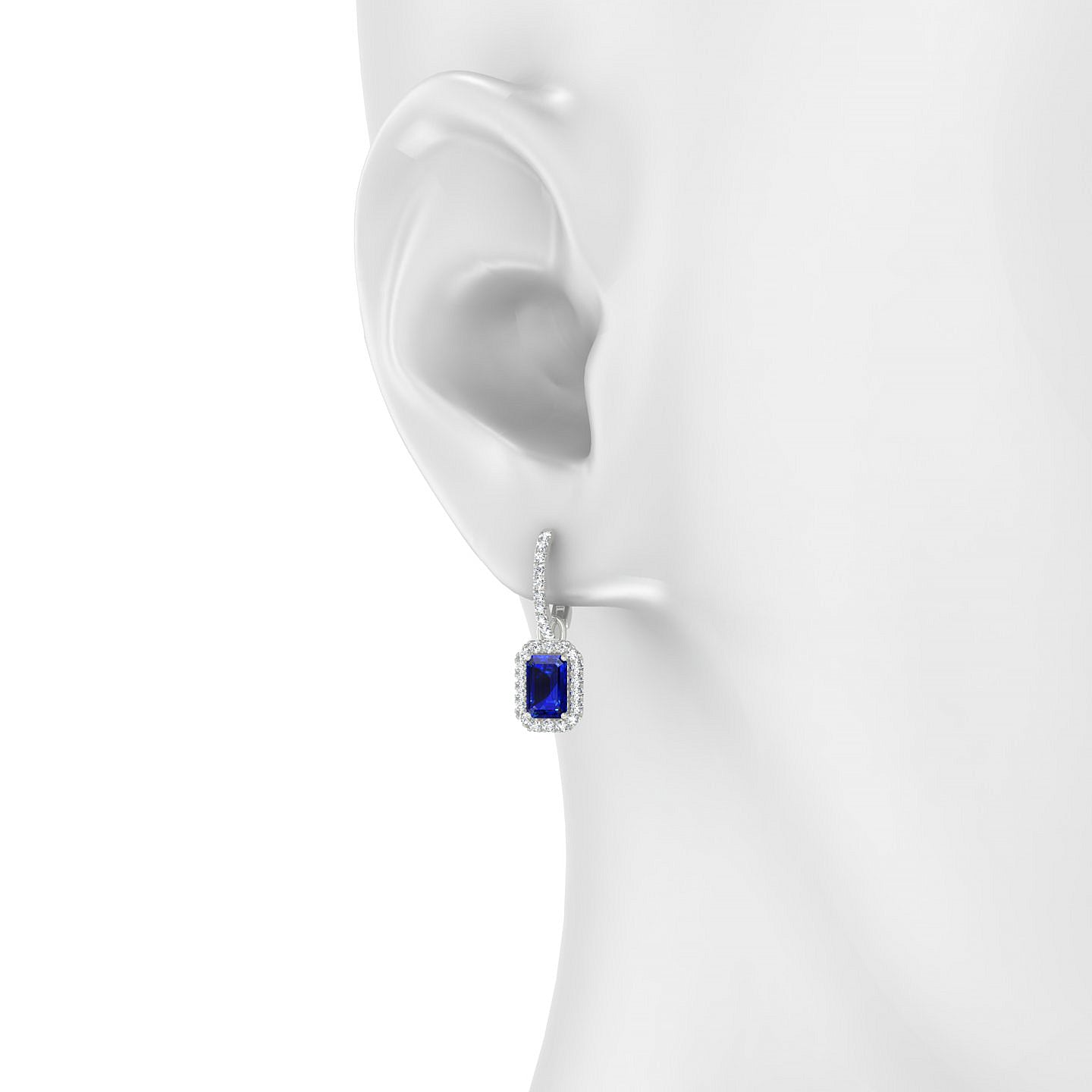 Sunrise | 18k White Gold 6 x 4 mm Emerald Sapphire Earrings