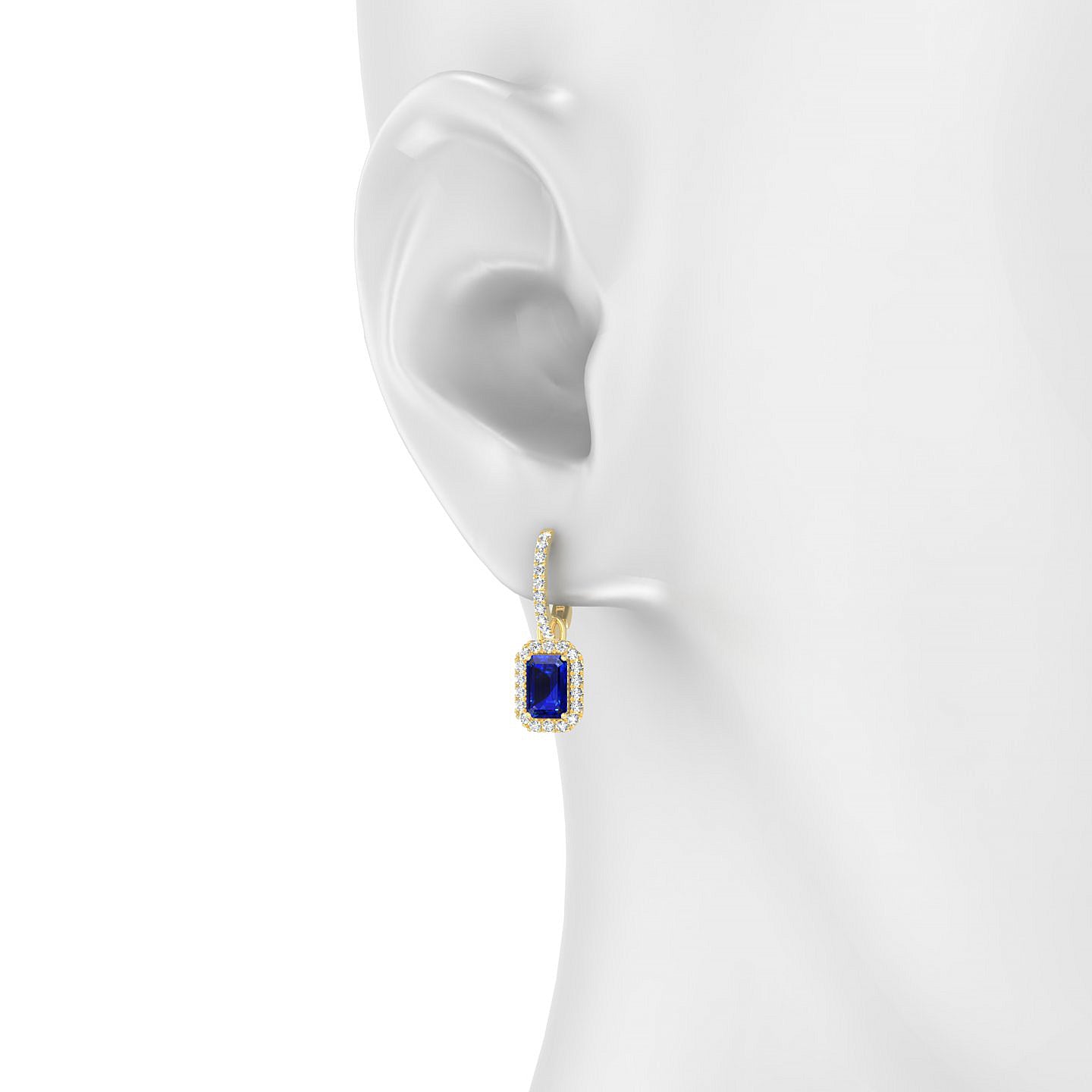 Sunrise | 18k Yellow Gold 6 x 4 mm Emerald Sapphire Earrings