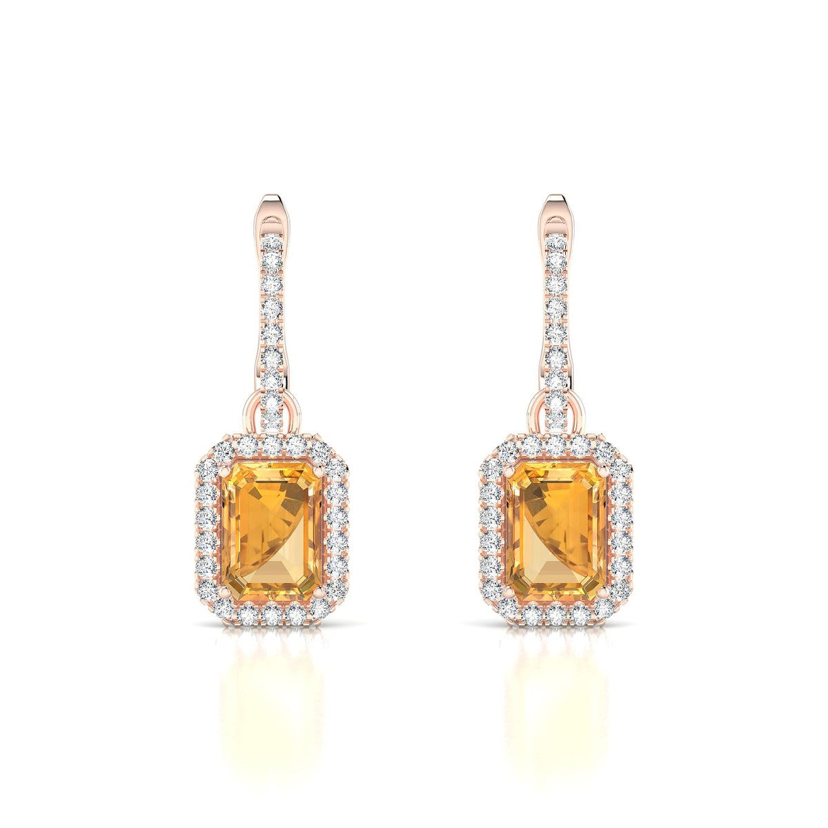 Sunrise | 18k Rose Gold 7 x 5 mm Emerald Citrine Earrings