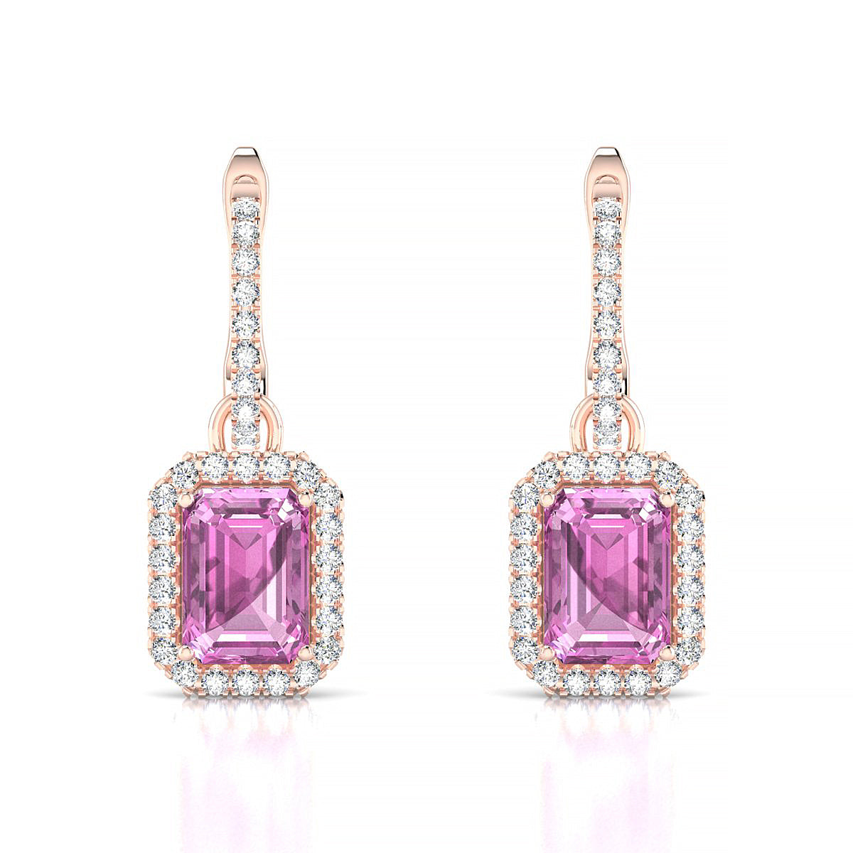 Sunrise | 18k Rose Gold 7 x 5 mm Emerald Pink Sapphire Earrings