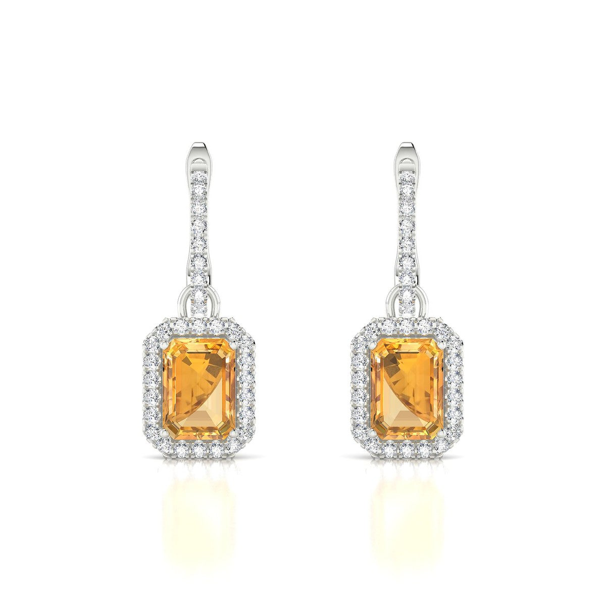 Sunrise | 18k White Gold 7 x 5 mm Emerald Citrine Earrings