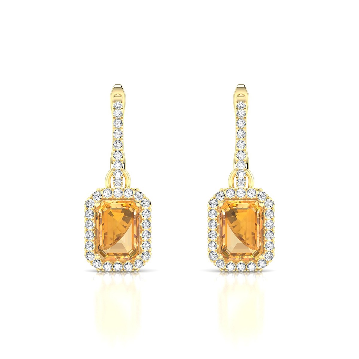 Sunrise | 18k Yellow Gold 7 x 5 mm Emerald Citrine Earrings
