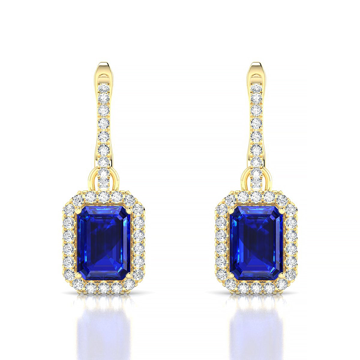 Sunrise | 18k Yellow Gold 7 x 5 mm Emerald Sapphire Earrings