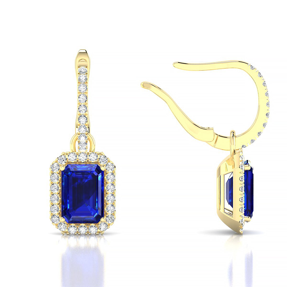 Sunrise | 18k Yellow Gold 7 x 5 mm Emerald Sapphire Earrings