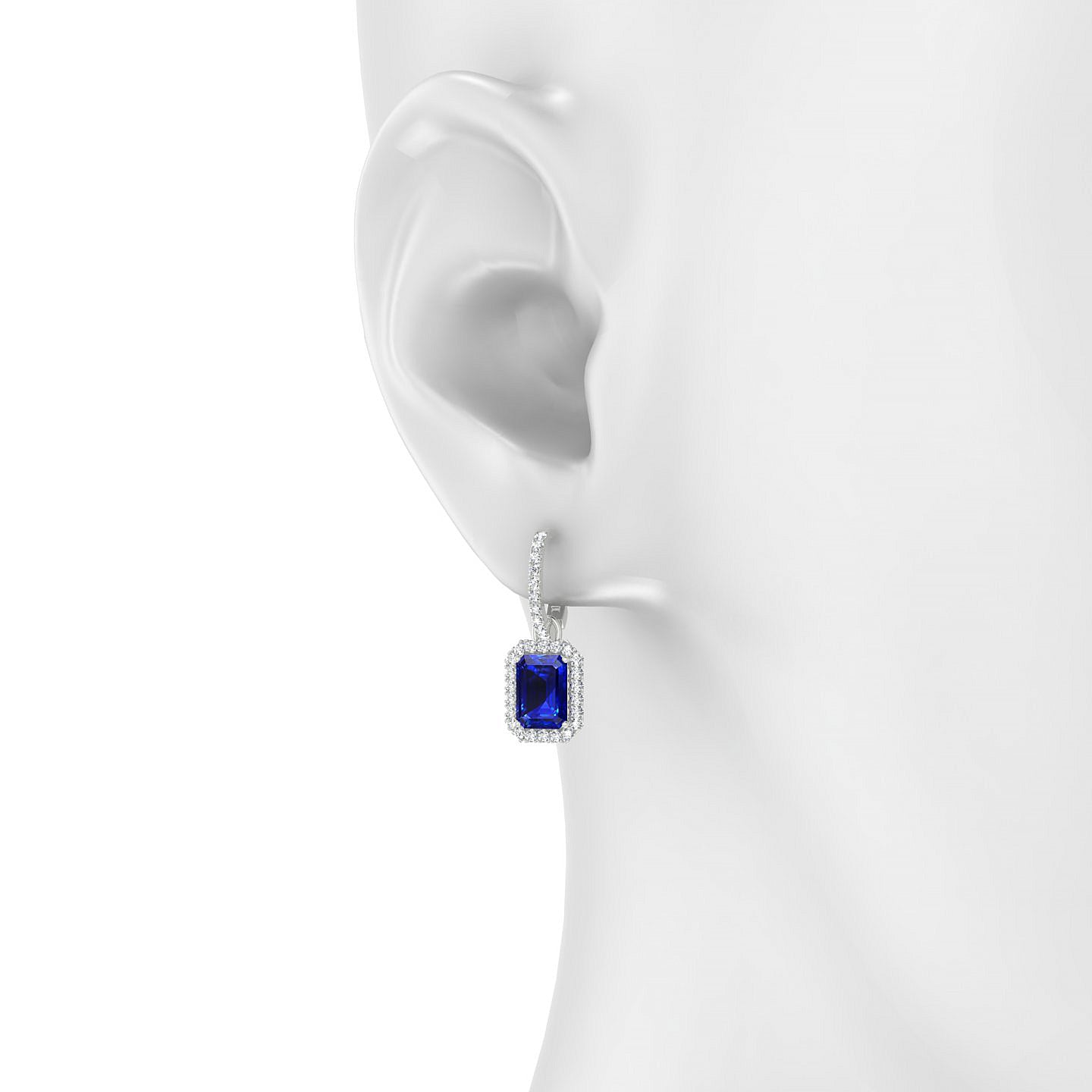 Sunrise | 18k White Gold 7 x 5 mm Emerald Sapphire Earrings