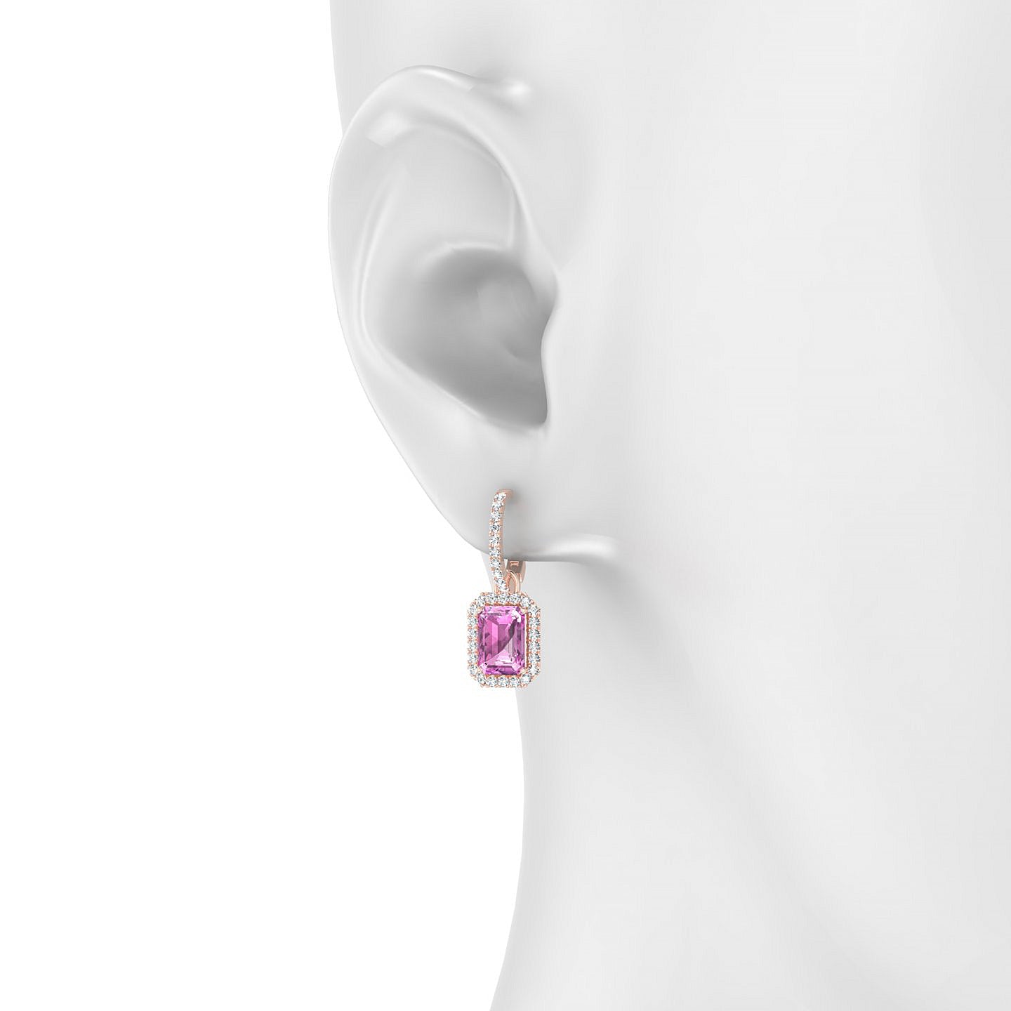 Sunrise | 18k Rose Gold 7 x 5 mm Emerald Pink Sapphire Earrings