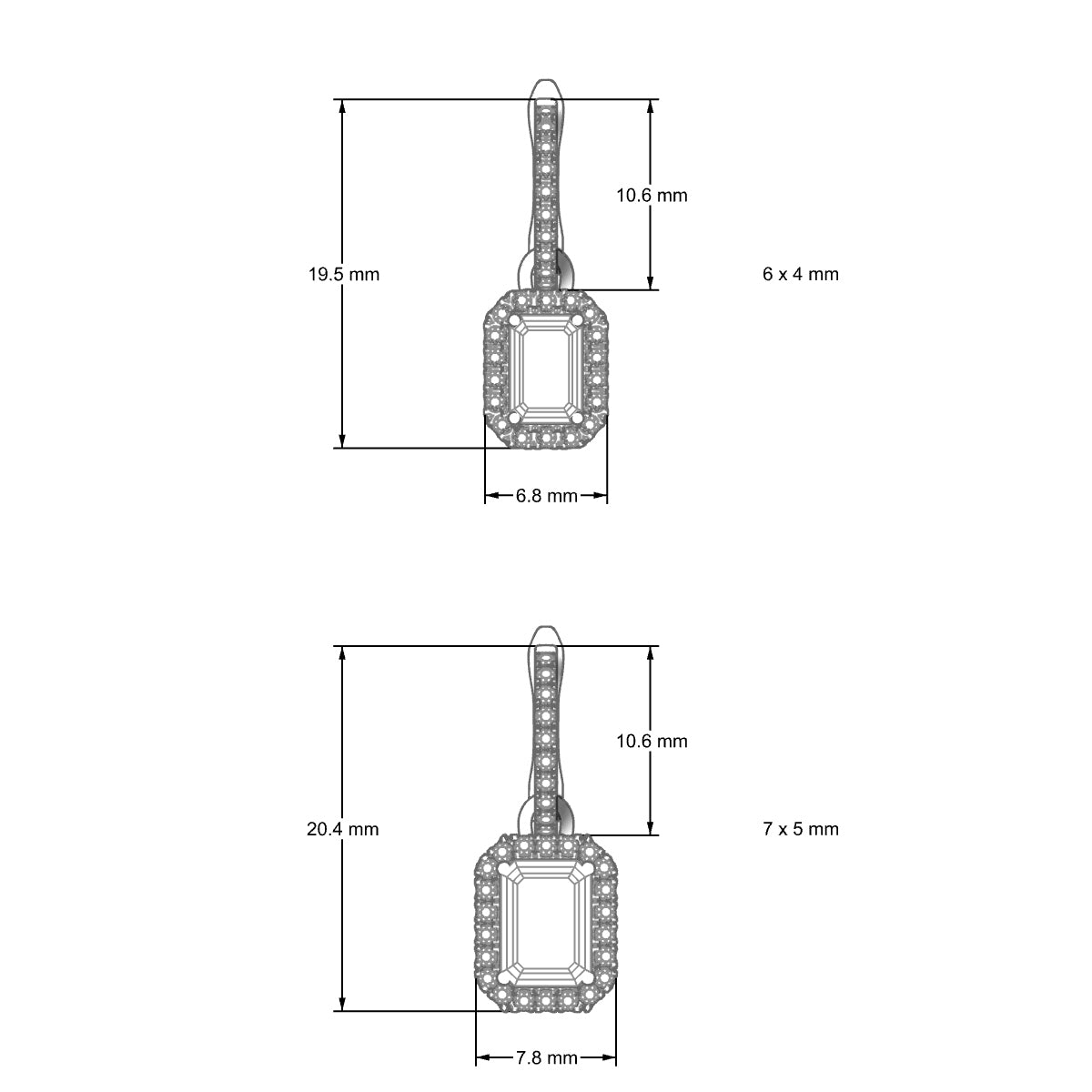 Sunrise | 18k White Gold 7 x 5 mm Emerald Pink Sapphire Earrings