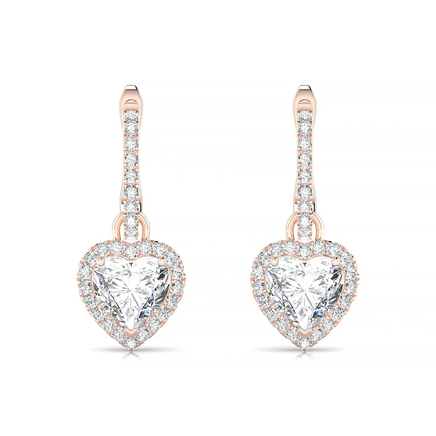 Sunrise | 18k Rose Gold 5.5 mm Heart Diamond Earrings