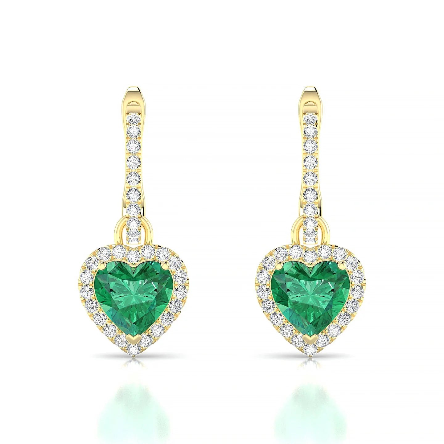 Sunrise | 18k Yellow Gold 5.5 mm Heart Emerald Earrings