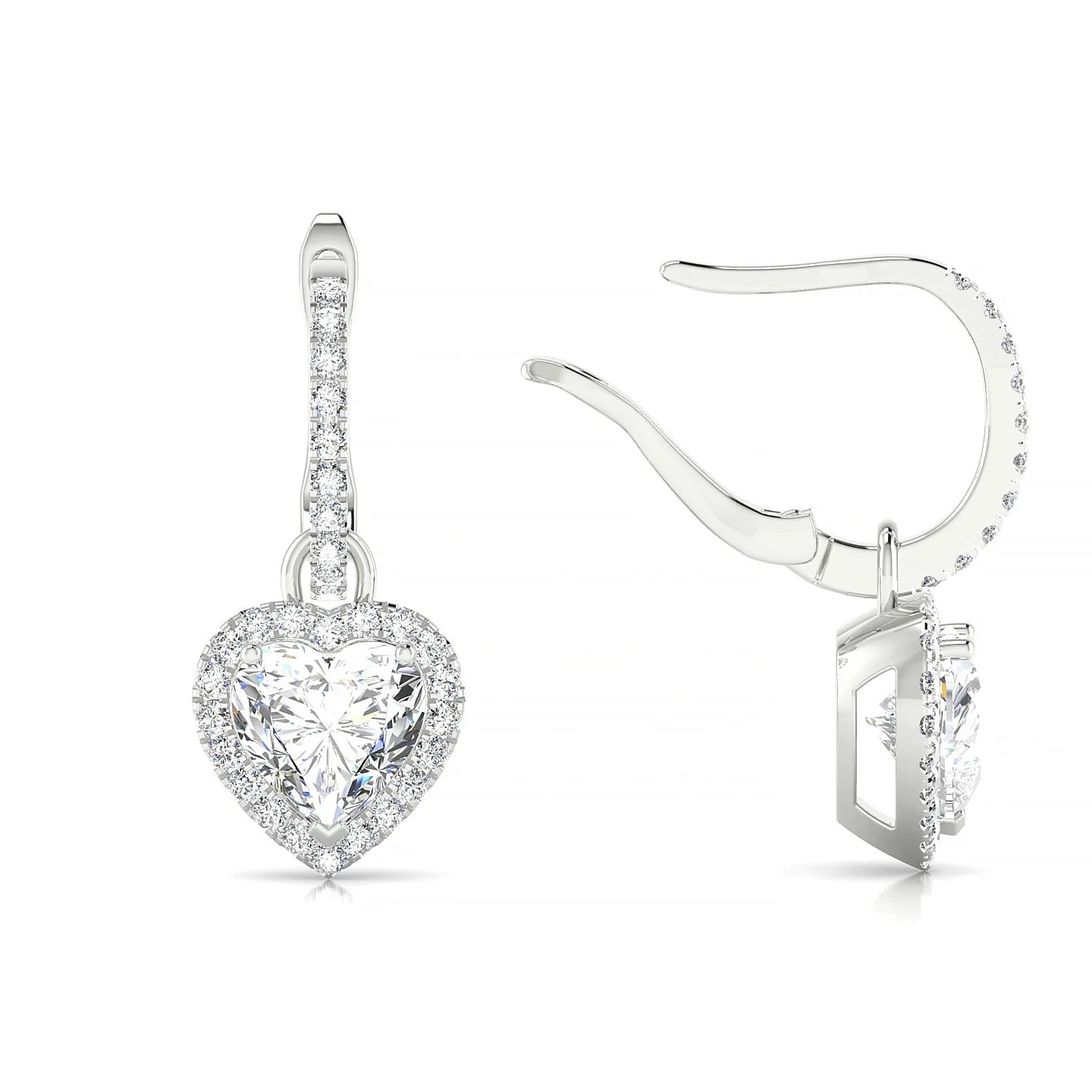 Sunrise | 18k White Gold 5.5 mm Heart Diamond Earrings