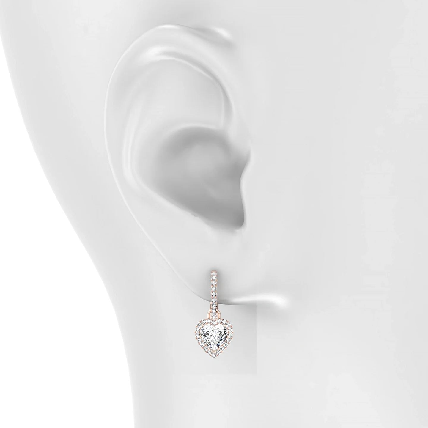 Sunrise | 18k Rose Gold 5.5 mm Heart Diamond Earrings