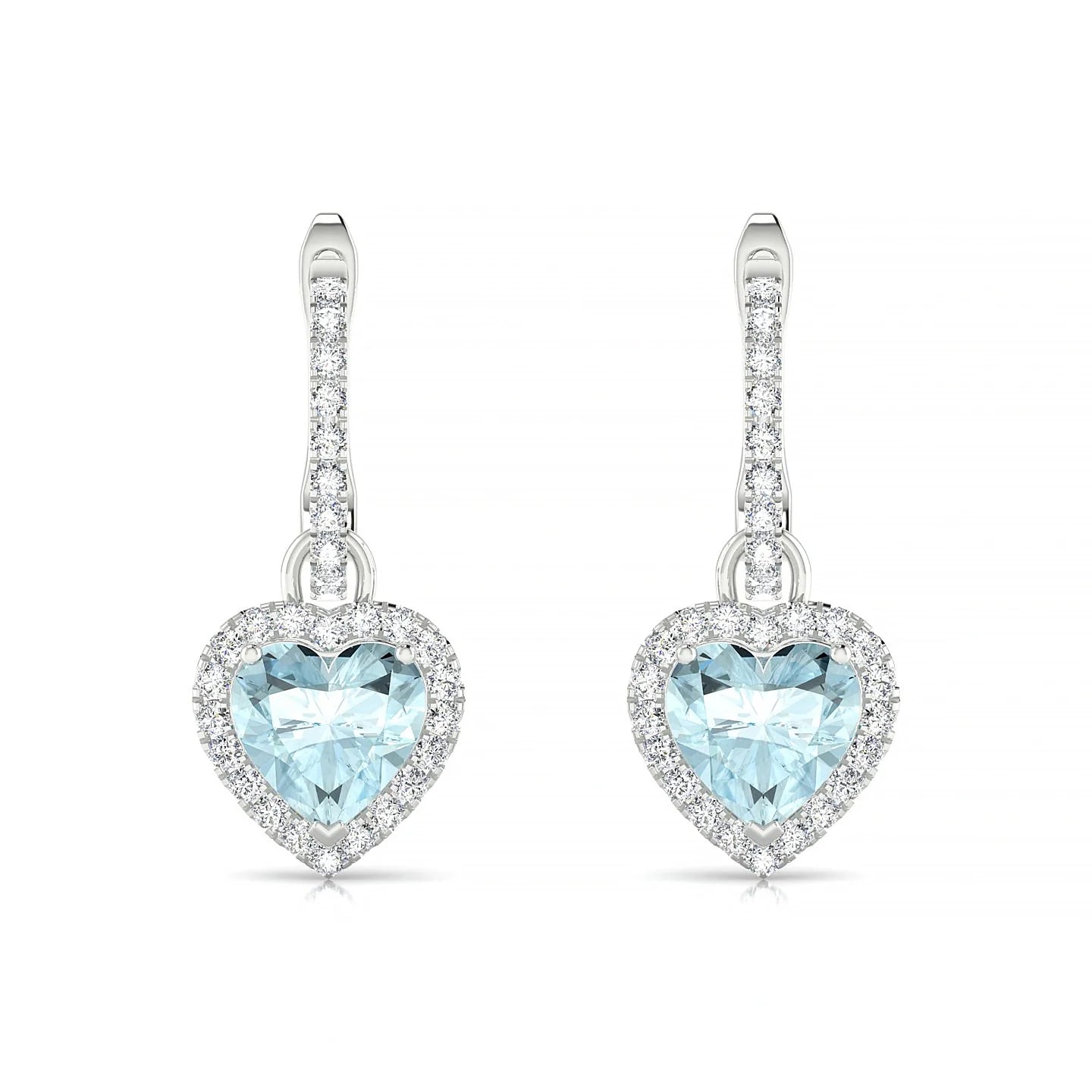 Sunrise | 18k White Gold 6 mm Heart Aquamarine Earrings