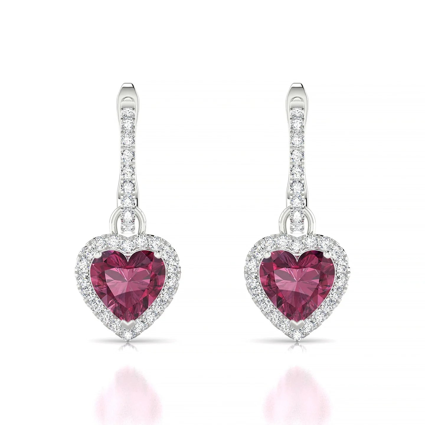 Sunrise | 18k White Gold 6 mm Heart Rhodolite Earrings