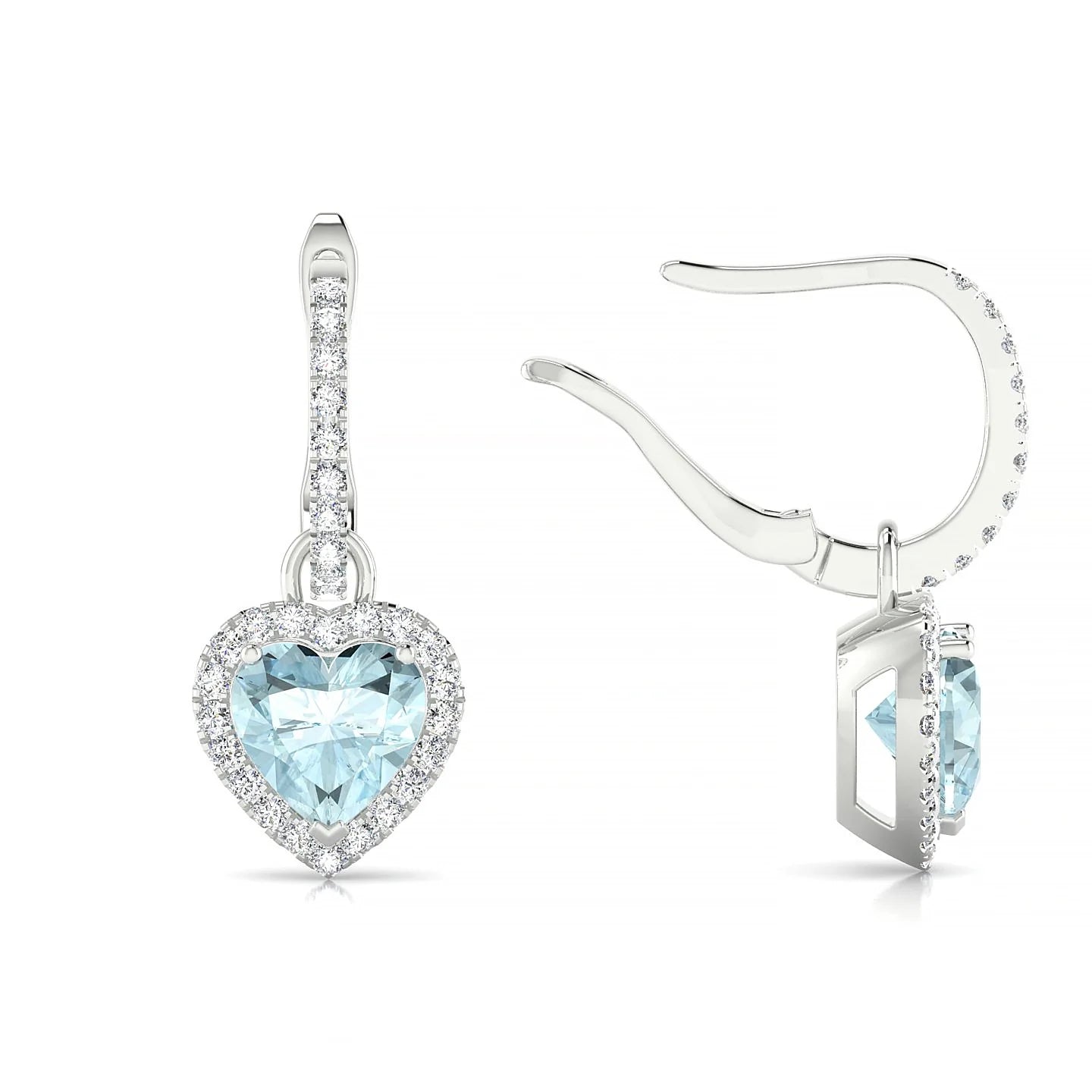 Sunrise | 18k White Gold 6 mm Heart Aquamarine Earrings