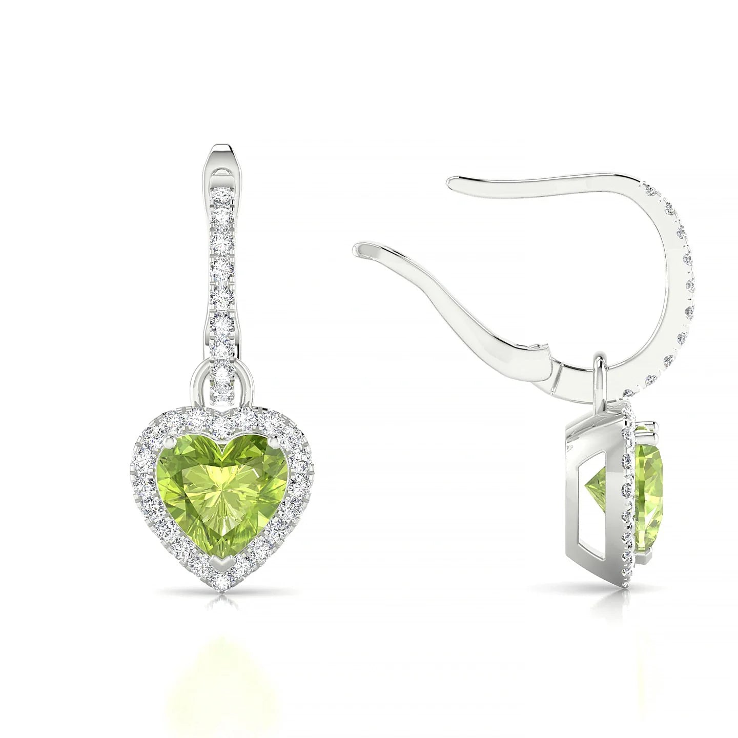 Sunrise | 18k White Gold 6 mm Heart Peridot Earrings