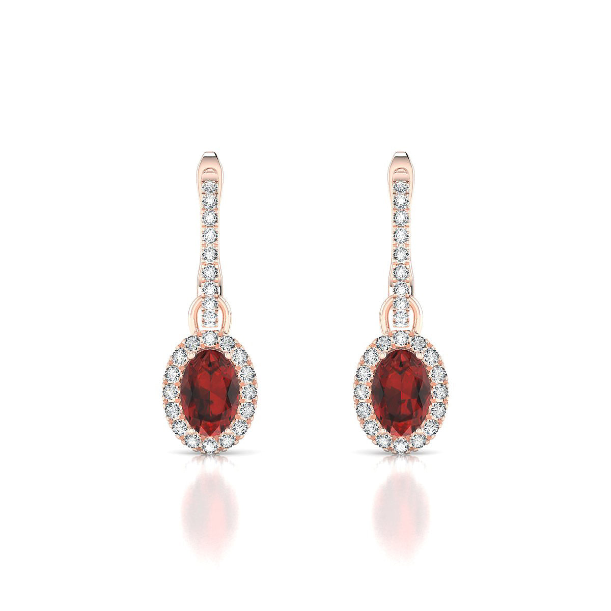 Sunrise | 18k Rose Gold 6 x 4 mm Oval Garnet Earrings