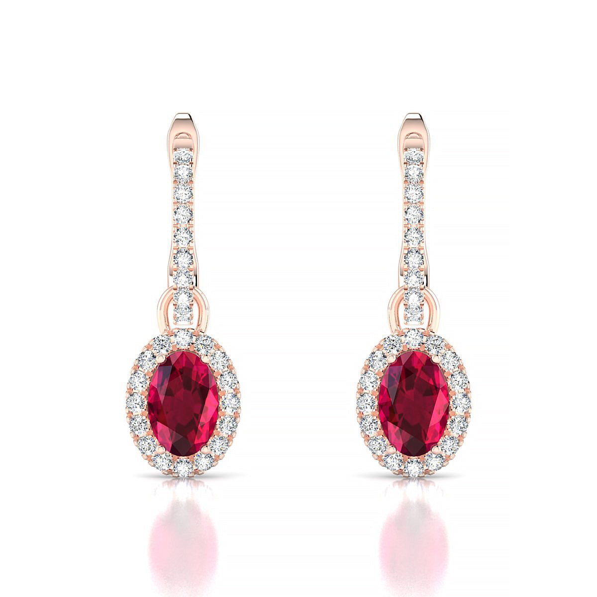 Sunrise | 18k Rose Gold 6 x 4 mm Oval Ruby Earrings