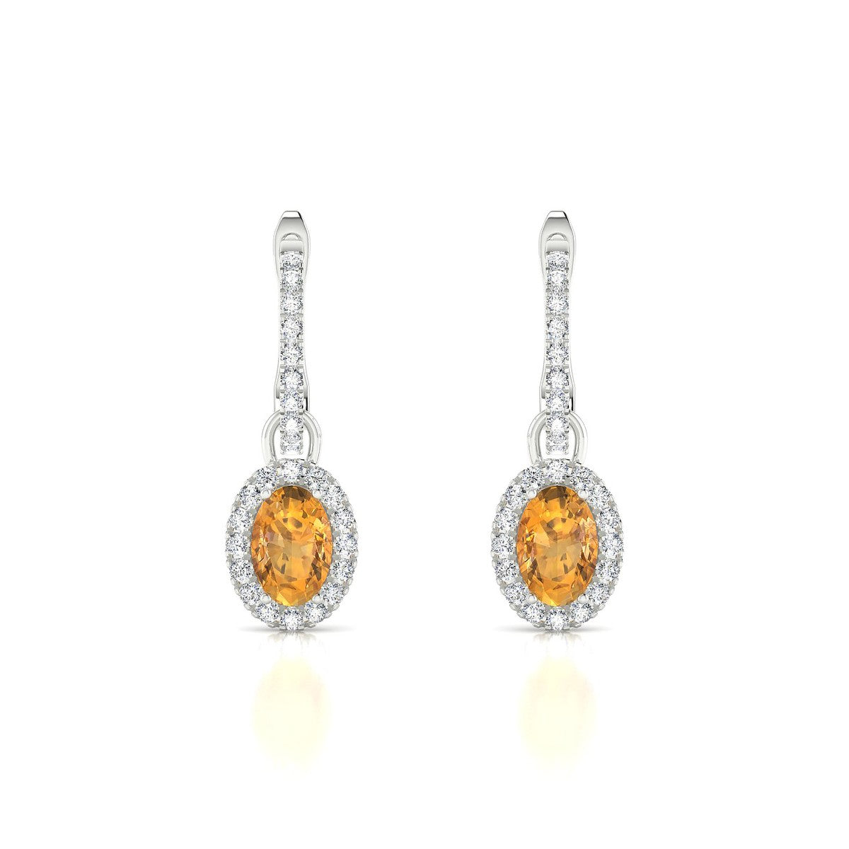 Sunrise | 18k White Gold 6 x 4 mm Oval Citrine Earrings