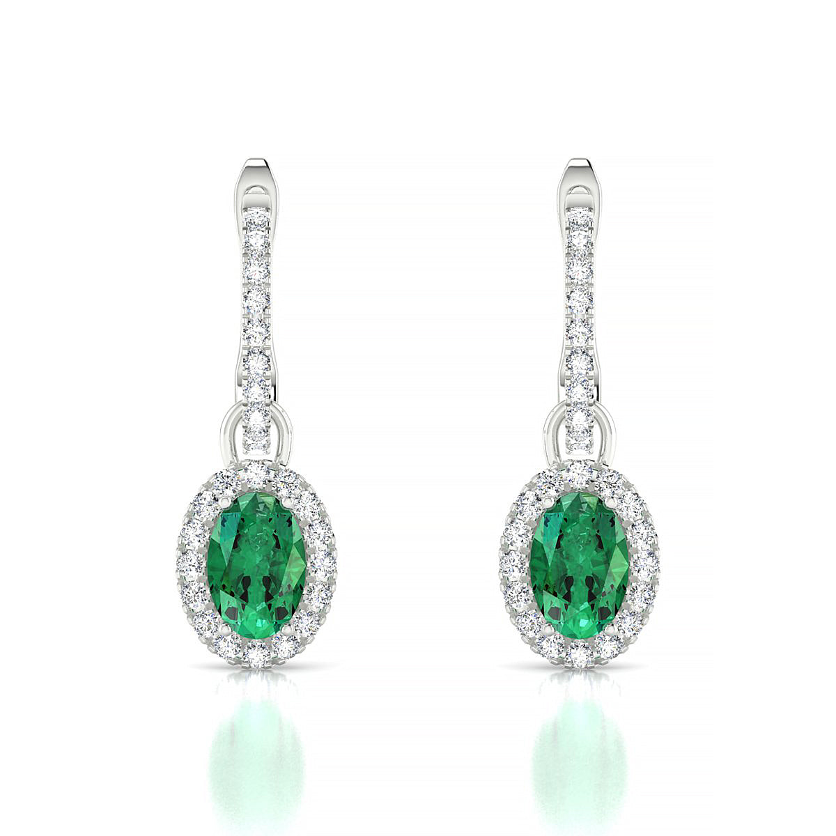 Sunrise | 18k White Gold 6 x 4 mm Oval Emerald Earrings