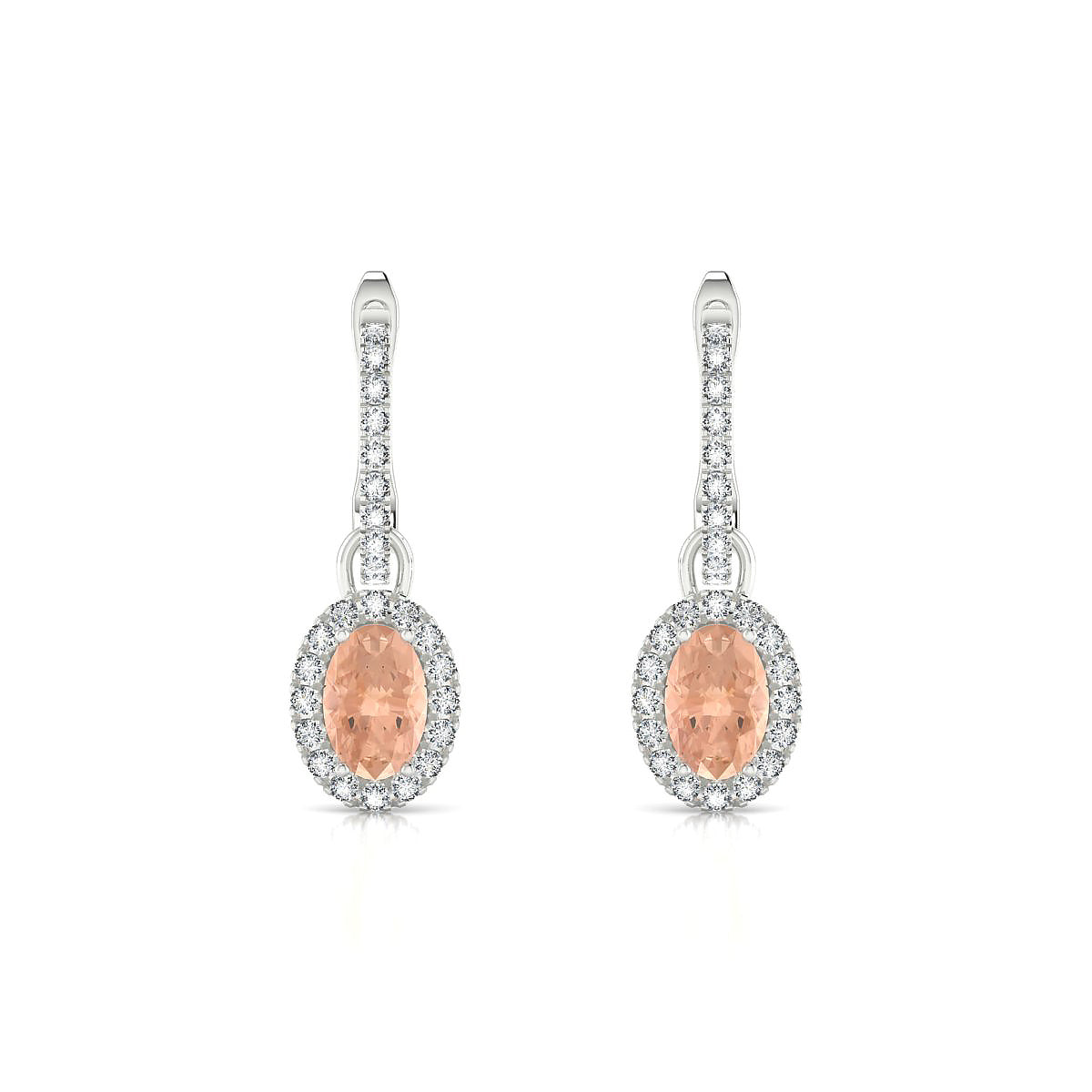 Sunrise | 18k White Gold 6 x 4 mm Oval Morganite Earrings