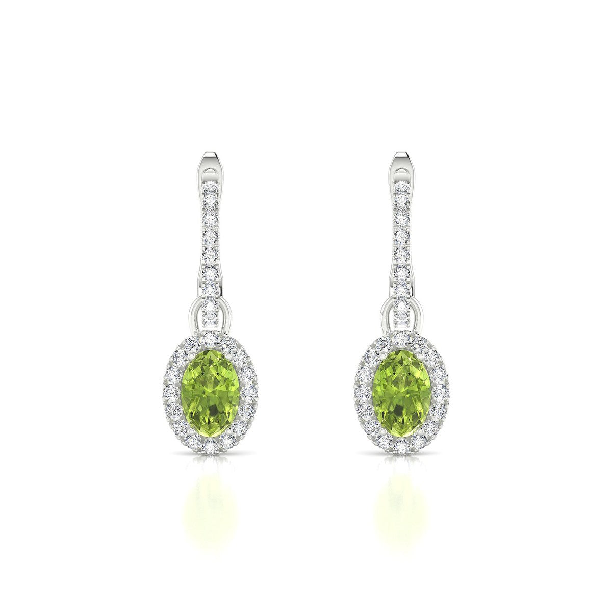 Sunrise | 18k White Gold 6 x 4 mm Oval Peridot Earrings