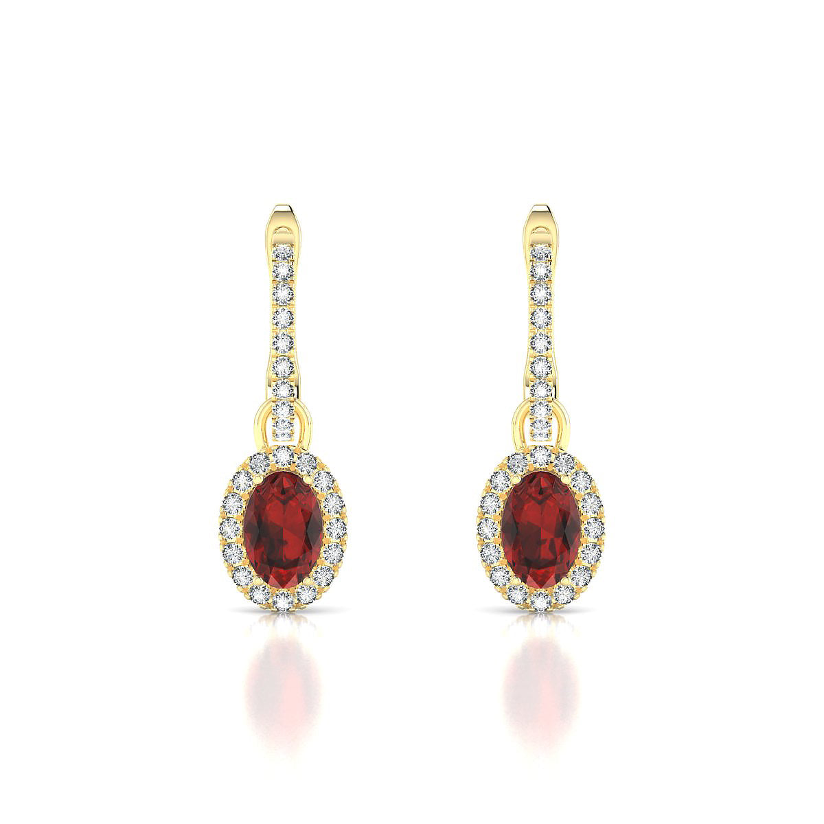 Sunrise | 18k Yellow Gold 6 x 4 mm Oval Garnet Earrings