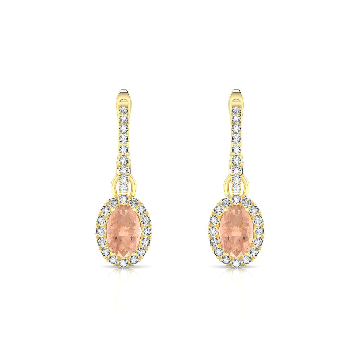 Sunrise | 18k Yellow Gold 6 x 4 mm Oval Morganite Earrings