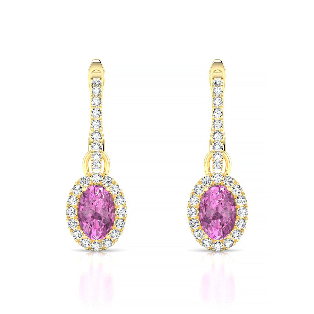 Sunrise | 18k Yellow Gold 6 x 4 mm Oval Pink Sapphire Earrings