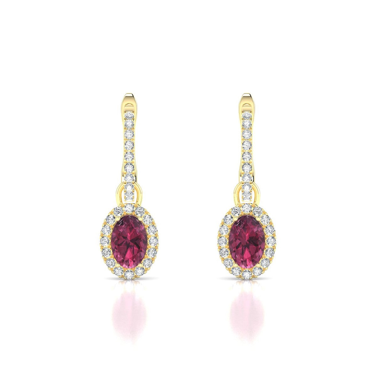 Sunrise | 18k Yellow Gold 6 x 4 mm Oval Rhodolite Earrings