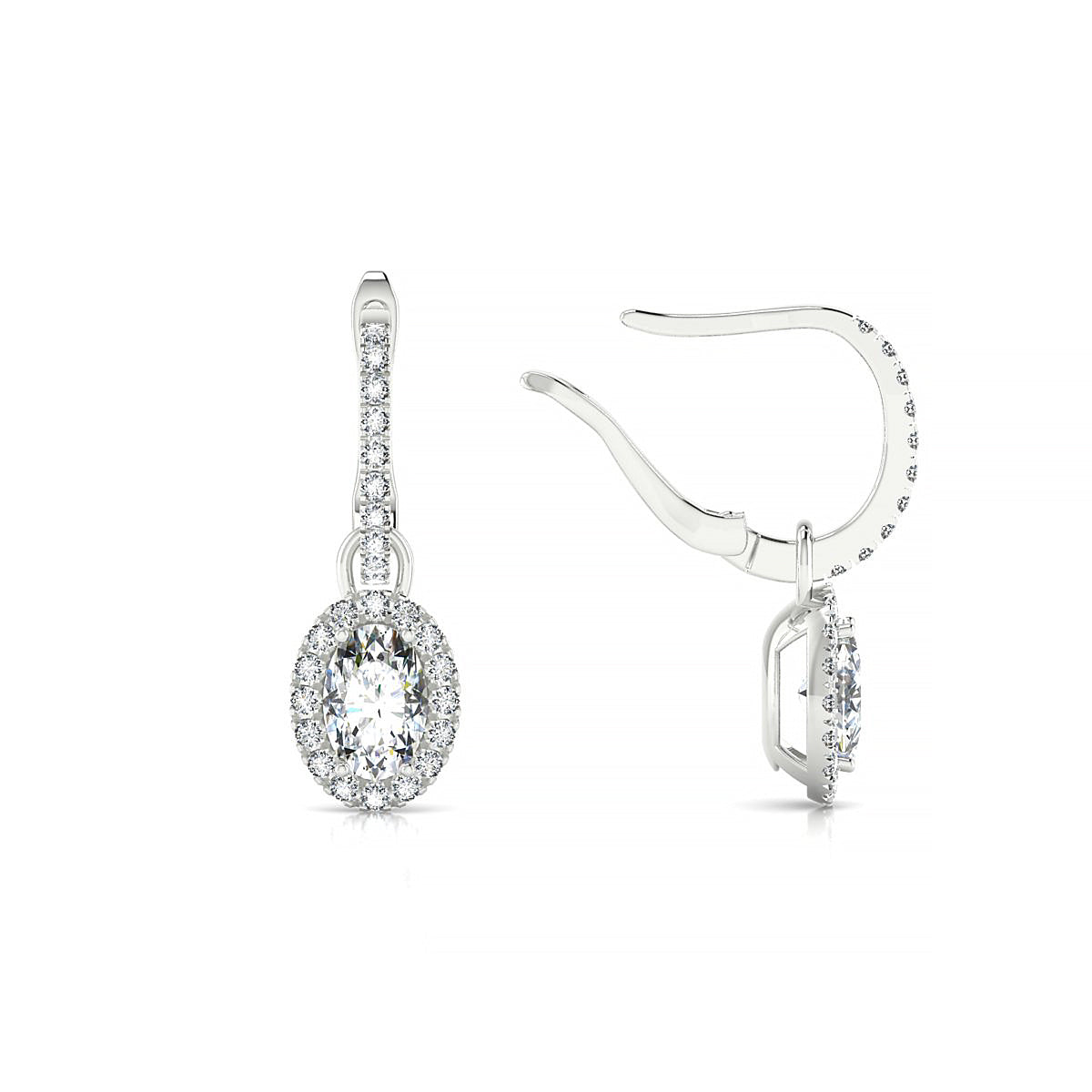 Sunrise | 18k White Gold 6 x 4 mm Oval Diamond Earrings
