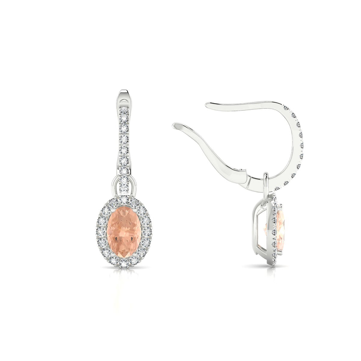 Sunrise | 18k White Gold 6 x 4 mm Oval Morganite Earrings