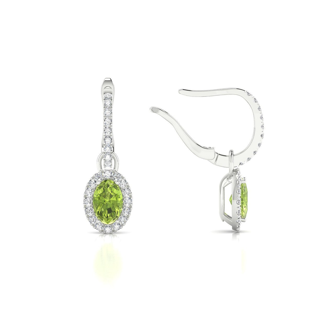 Sunrise | 18k White Gold 6 x 4 mm Oval Peridot Earrings