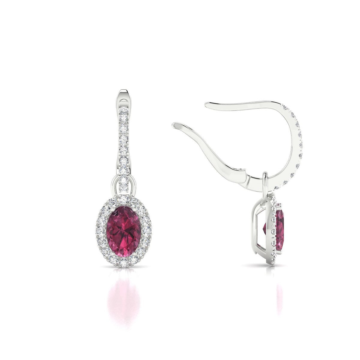 Sunrise | 18k White Gold 6 x 4 mm Oval Rhodolite Earrings