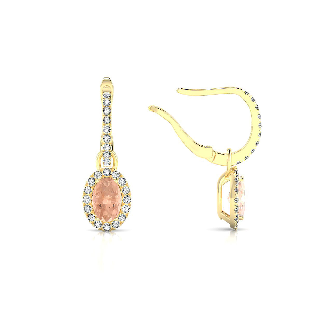 Sunrise | 18k Yellow Gold 6 x 4 mm Oval Morganite Earrings