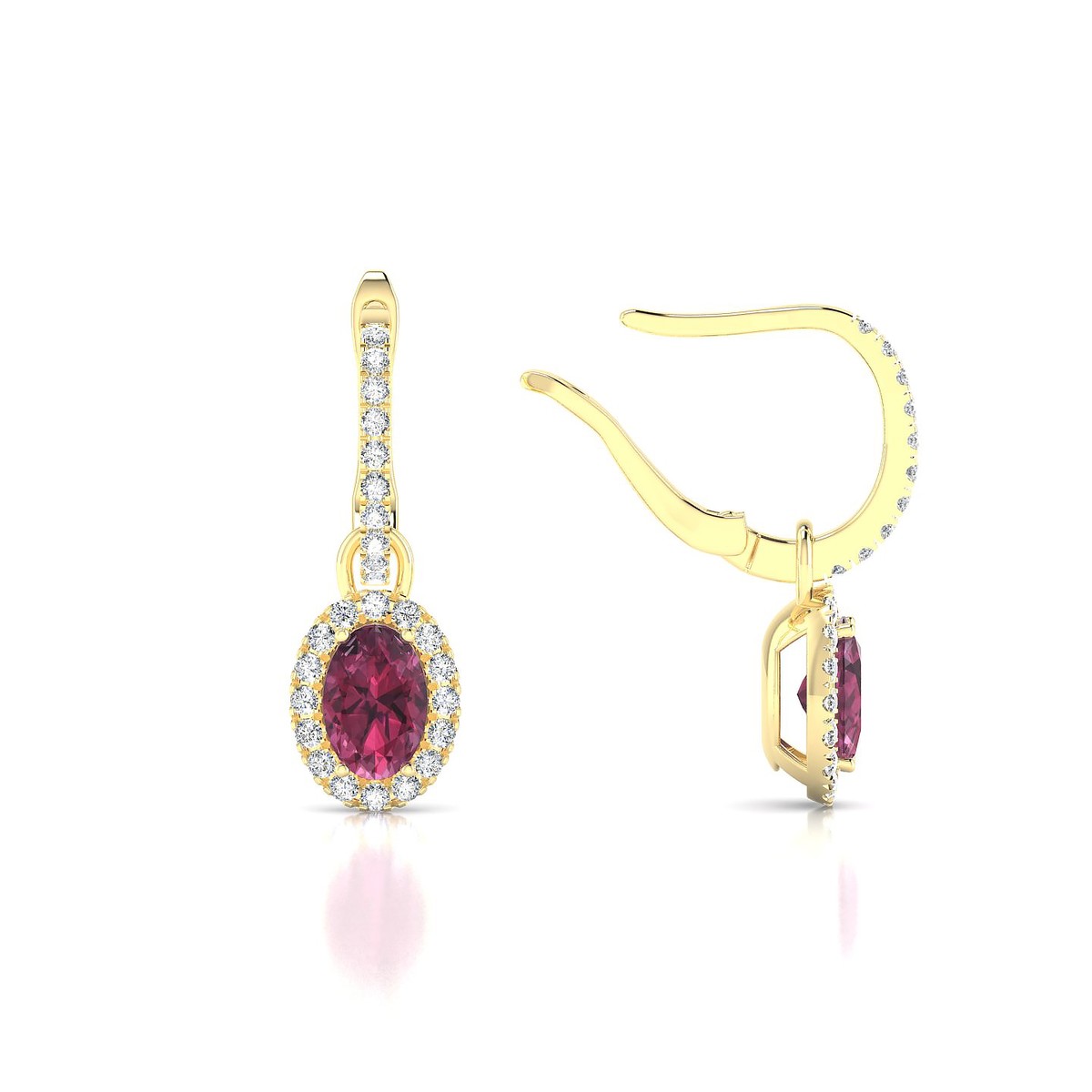 Sunrise | 18k Yellow Gold 6 x 4 mm Oval Rhodolite Earrings
