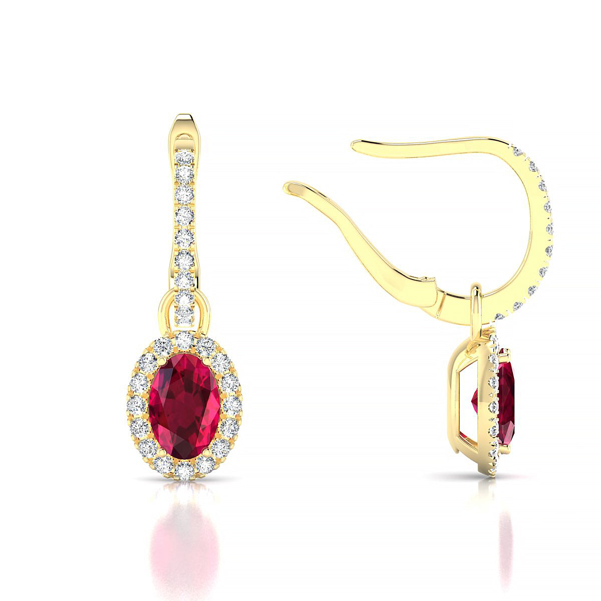 Sunrise | 18k Yellow Gold 6 x 4 mm Oval Ruby Earrings
