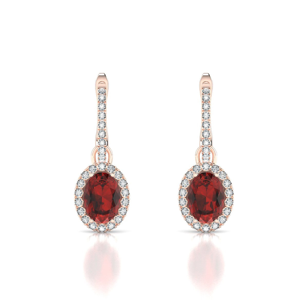 Sunrise | 18k Rose Gold 7 x 5 mm Oval Garnet Earrings