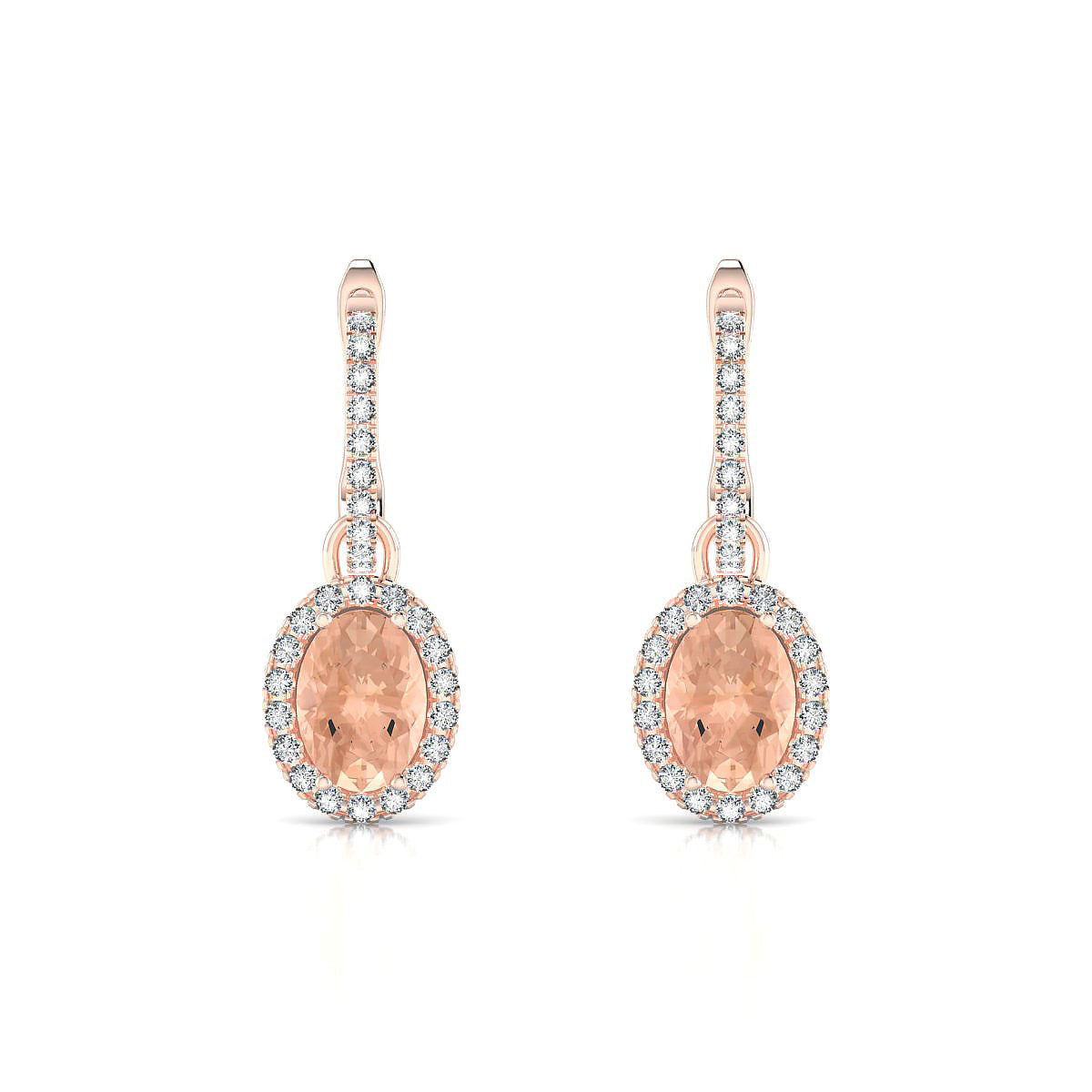 Sunrise | 18k Rose Gold 7 x 5 mm Oval Morganite Earrings