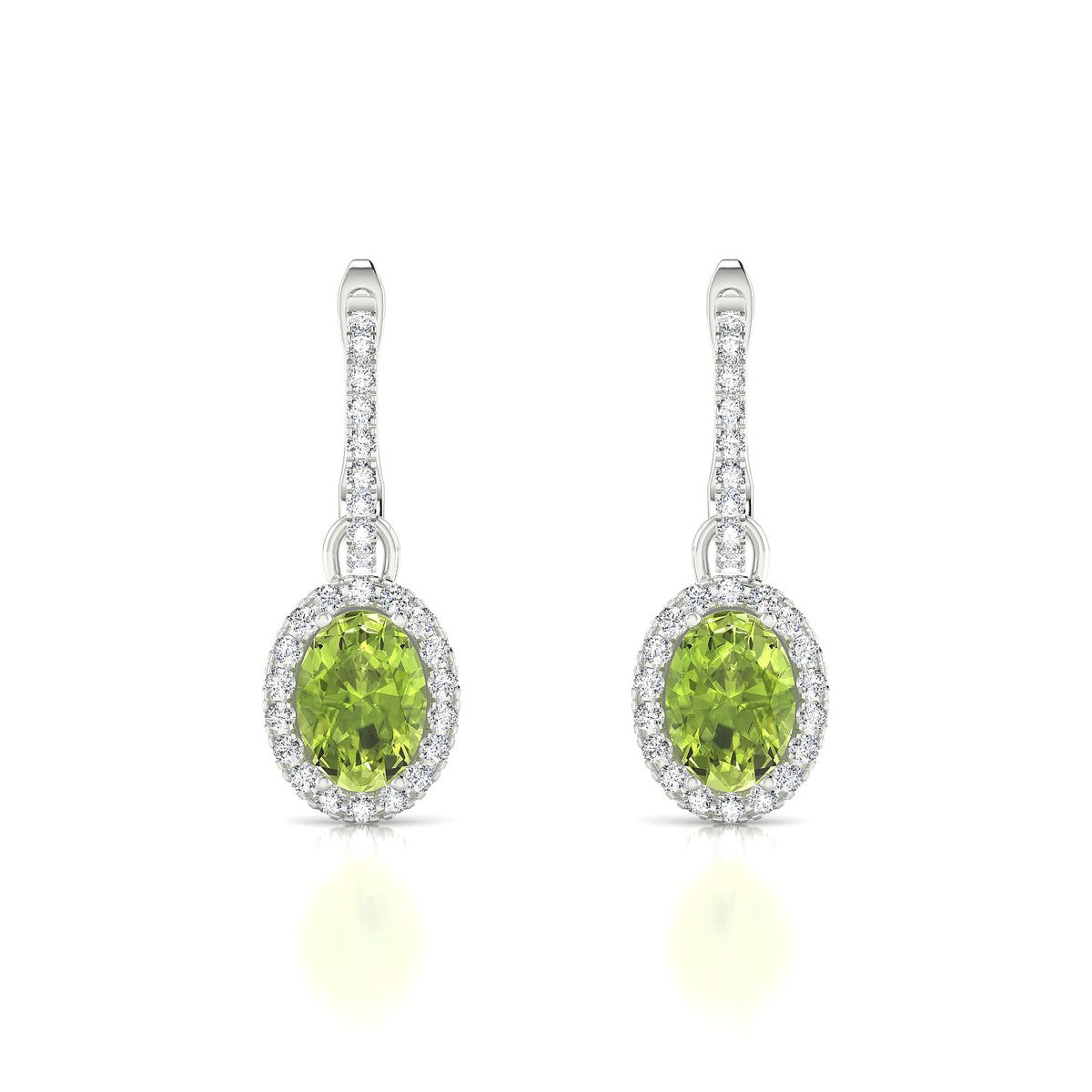Sunrise | 18k White Gold 7 x 5 mm Oval Peridot Earrings