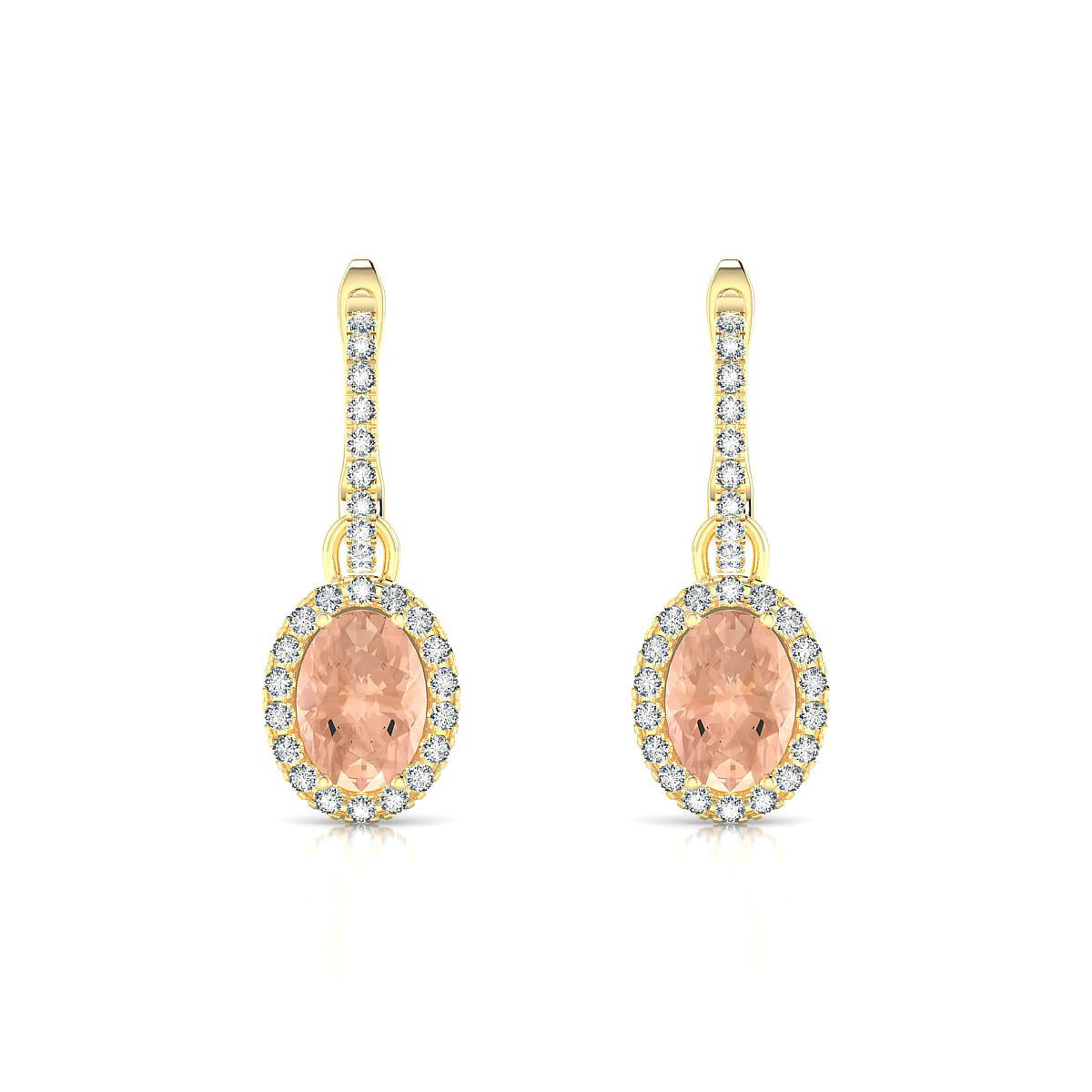 Sunrise | 18k Yellow Gold 7 x 5 mm Oval Morganite Earrings